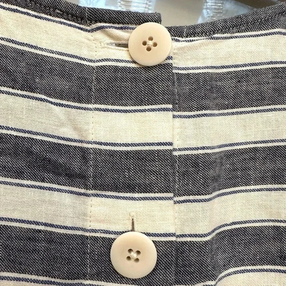 Madewell | Blue White Stripe Play Button Back Linen Blend Preppy Dress Size S - Picture 9 of 13
